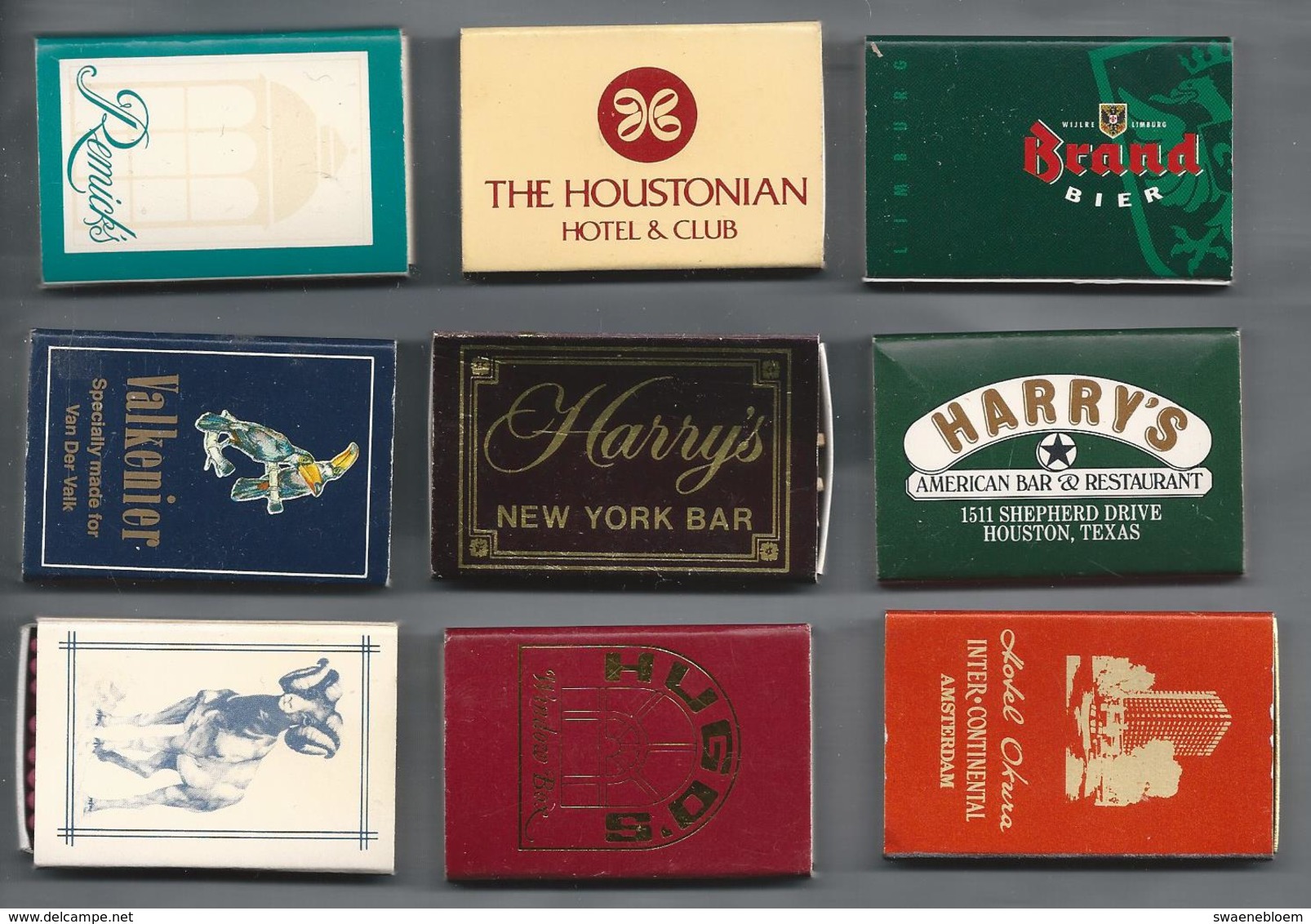 Luciferdoosjes. 9 Stuks Verschillende Lucifer Doosjes. Matchbook. Pochette - D'Allumettes. - Luciferdozen