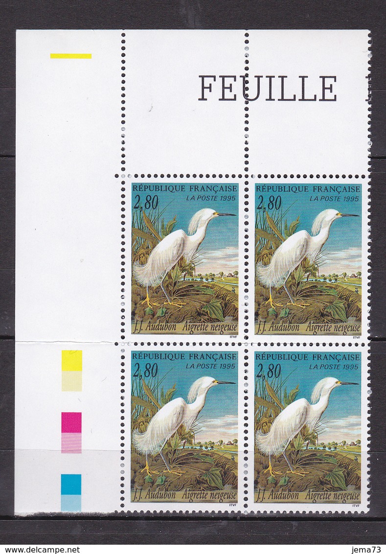 N° 2929  Arts Décoratifs Les Oiseaux: Aigrette Neigeuse: Beau Bloc De 4 Timbres Impeccable Sans Charnière - Neufs