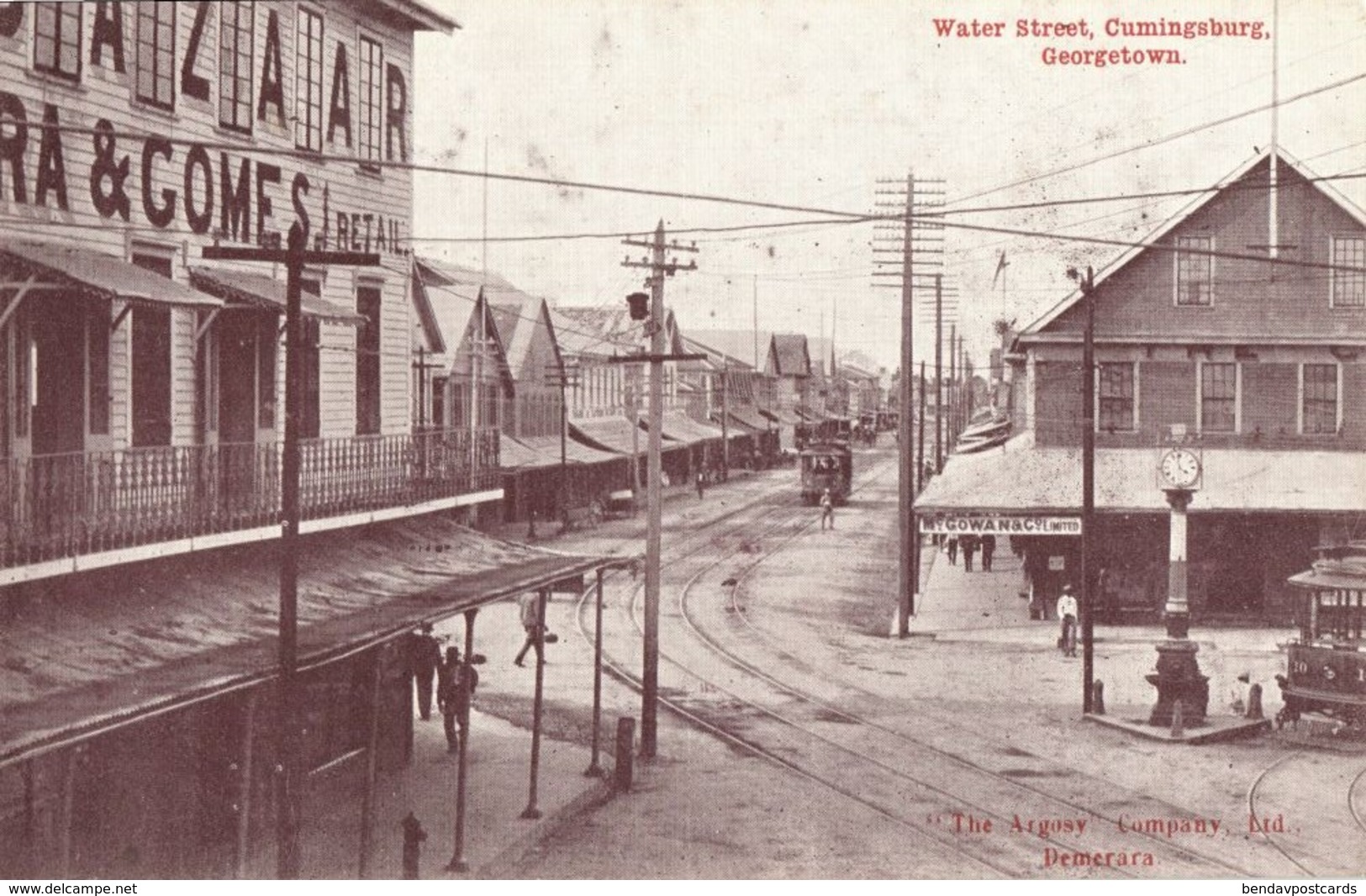 British Guiana, GEORGETOWN, Cumingsburg, Water Street, Tram (1910s) Postcard - Other & Unclassified
