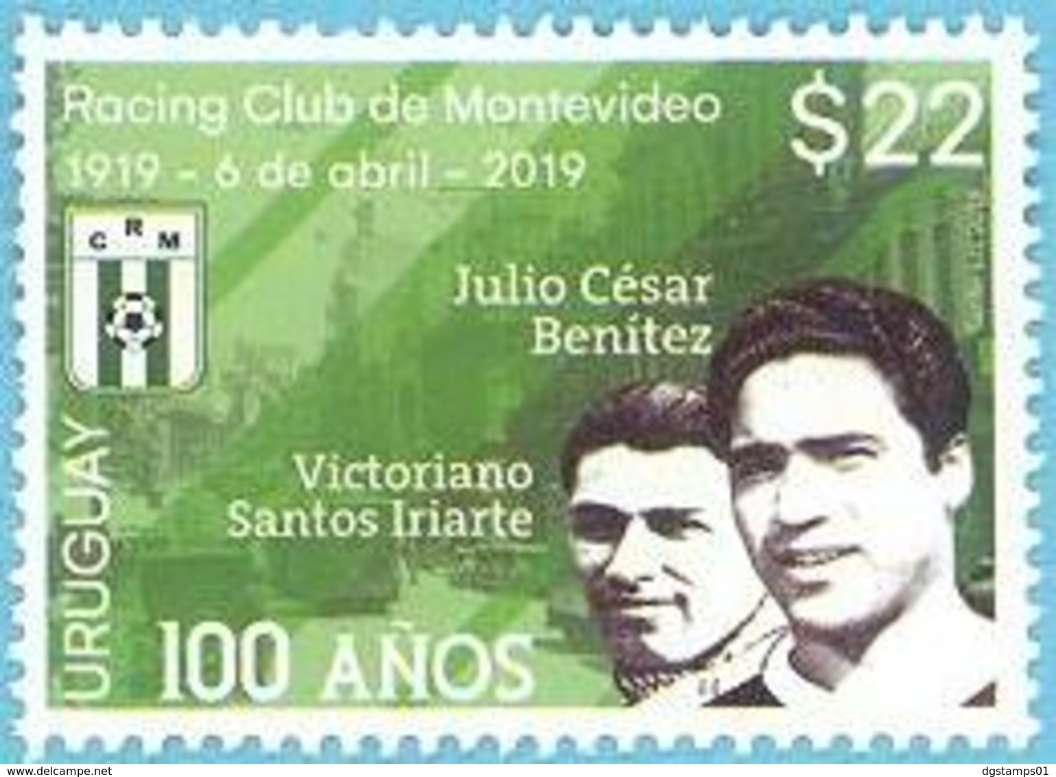 Uruguay 2019 ** Centenario Del Equipo De Fútbol Racing Club De Montevideo. - Club Mitici