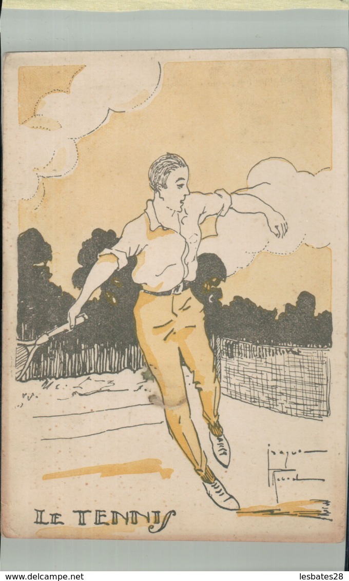 SPORTS- Sport  LE TENNIS  Illustrateur Jacques Robert -Edit  Comité Nationnal Des U. C. J. G. .AVRIL 001 2019  191 - Robert