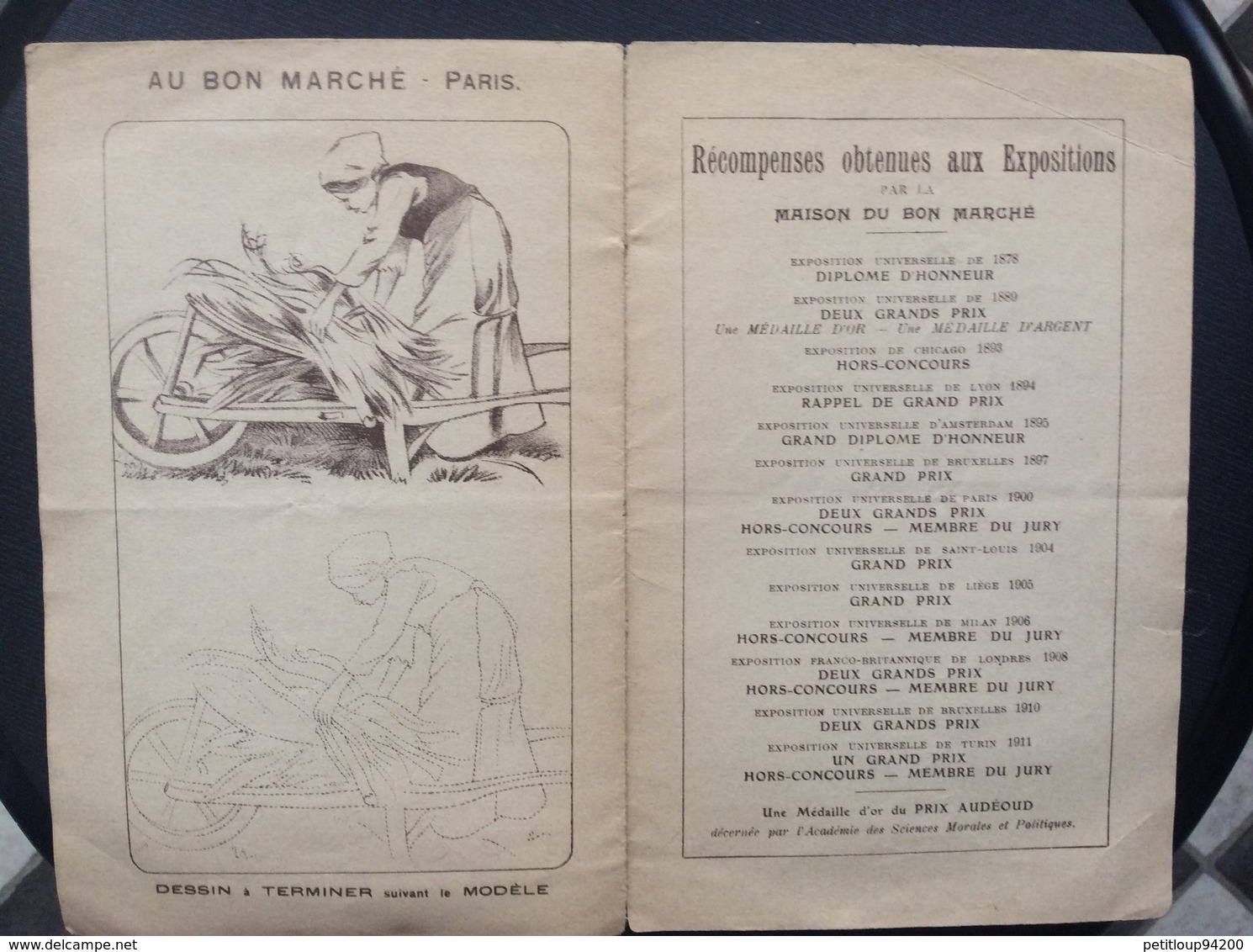 AU BON MARCHE No1 Premiers Coups de Crayon et de Pinceau  PELLERIN Imagerie d’Epinal  ANNÉES 1890