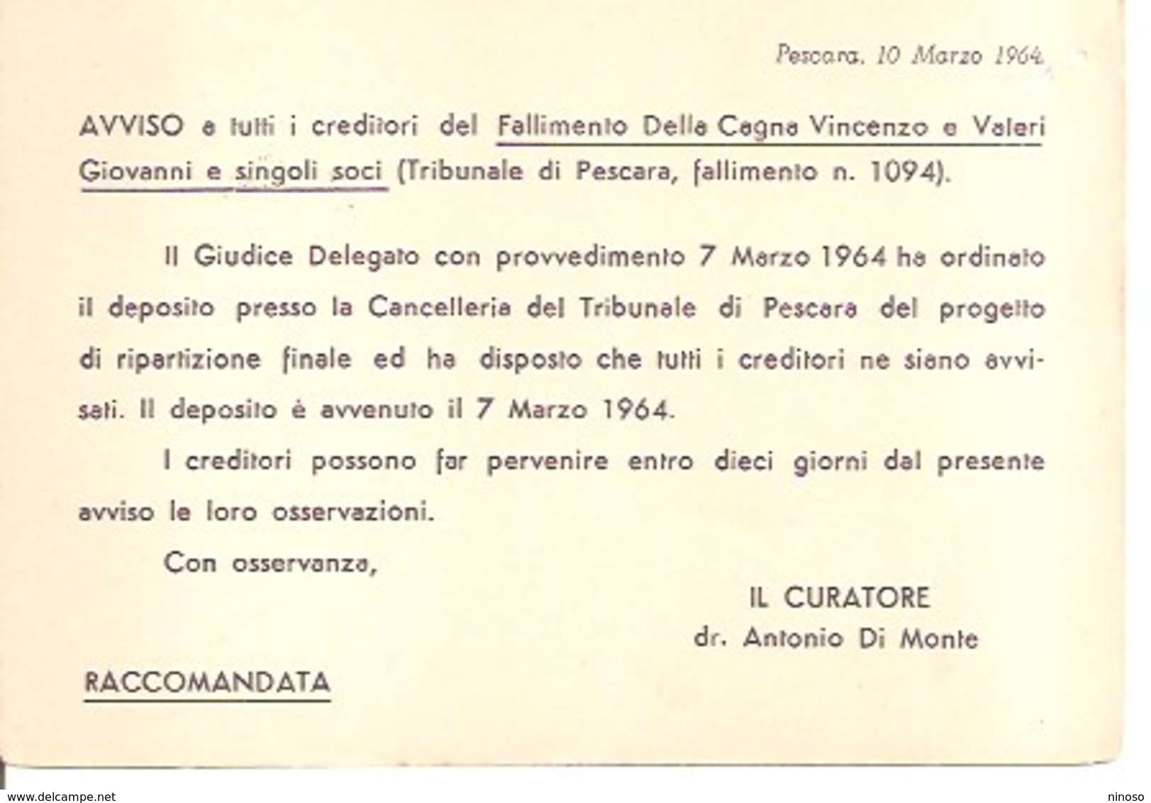 CARTOLINA POSTALE RACCOMANDATA - STAMPE   DEL 1964  VIAGGIATA - 1946-60: Storia Postale