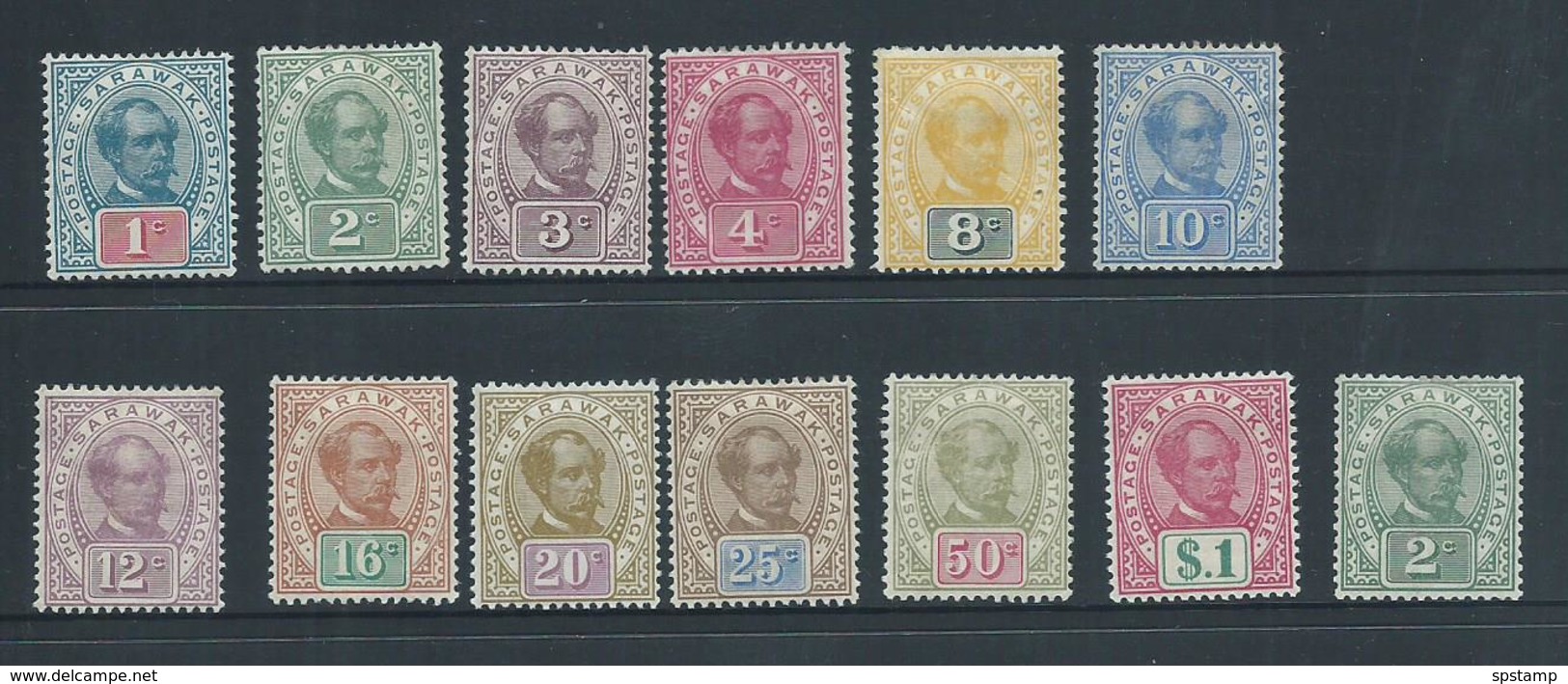 Sarawak 1899 Charles Johnson Brooke Postage Postage Set Of 12 & 1901 Watermarked 2c Fine Mint - Sarawak (...-1963)