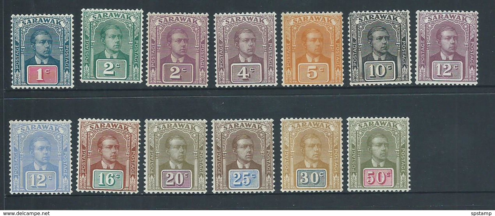 Sarawak 1918 Charles Vyner Brooke No Watermark Part Set Of 13 -> 50c Fine Mint - Sarawak (...-1963)