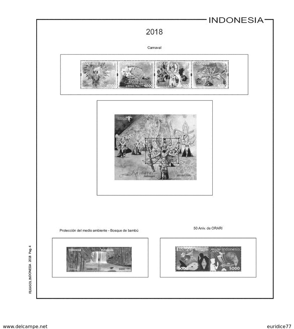 Suplemento Filkasol Indonesia 2018 - Ilustrado Para Album 15 Anillas - Pre-Impresas