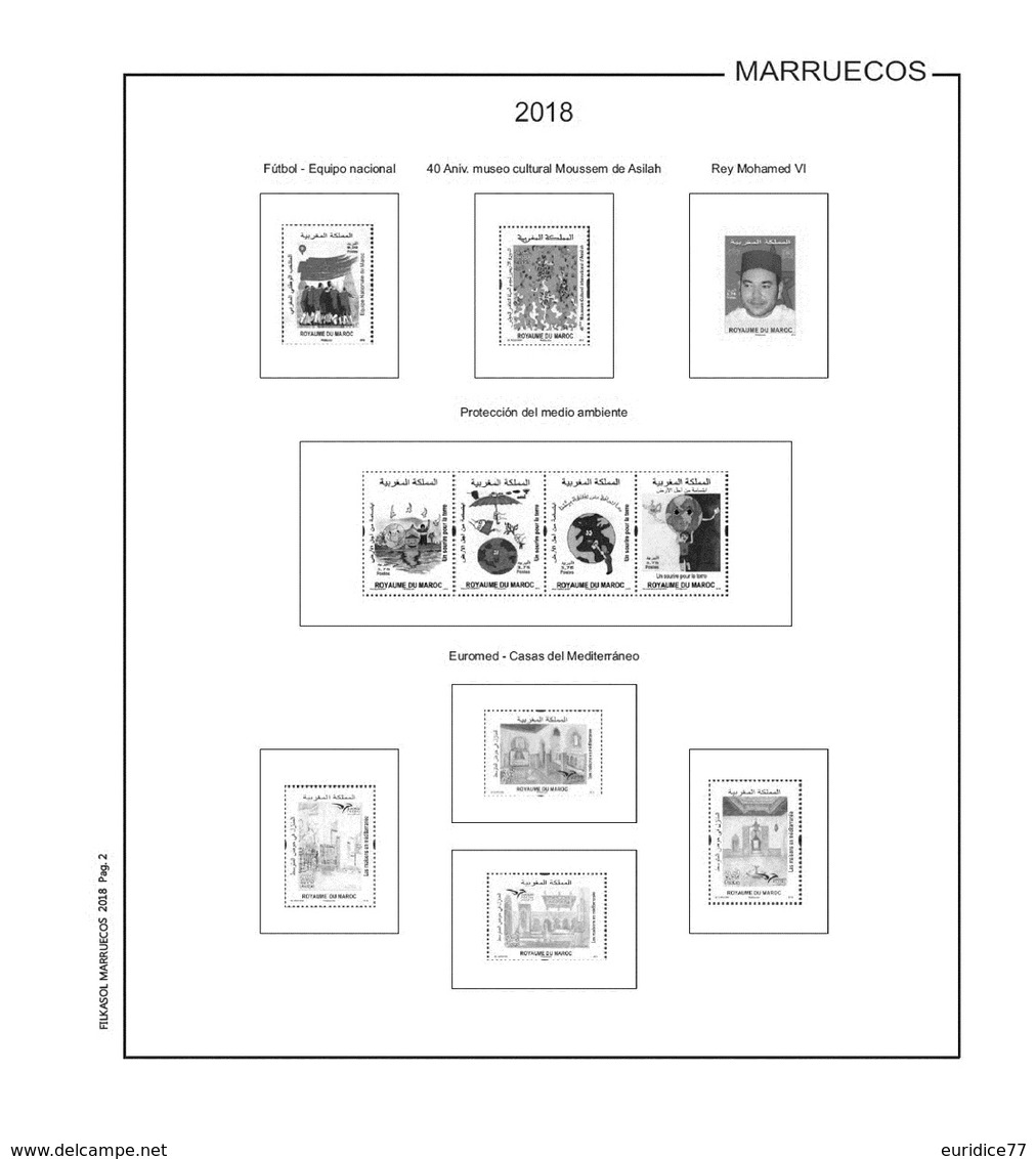 Suplemento Filkasol Marruecos 2018 - Ilustrado Para Album 15 Anillas - Pre-Impresas