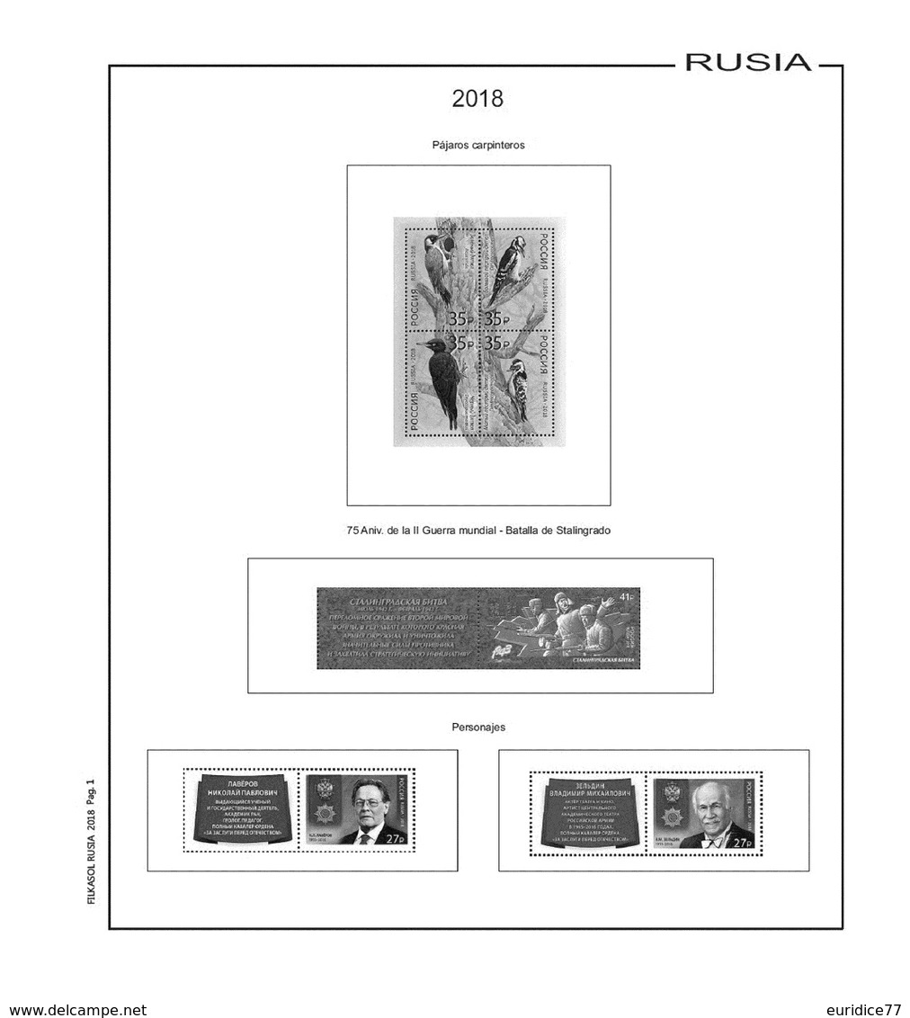 Suplemento Filkasol Rusia 2018 + Filoestuches HAWID Transparentes - Pre-Impresas