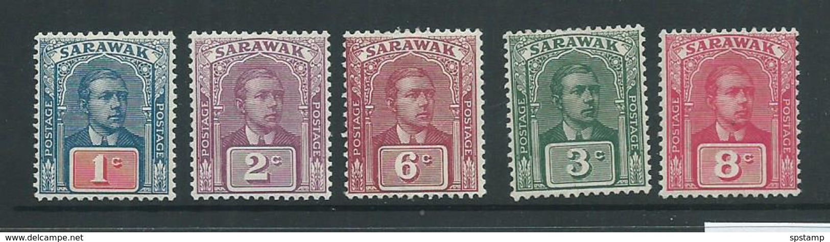 Sarawak 1928 Charles Vyner Brooke Watermarked Values Group Of 5 -> 8c Fine Mint - Sarawak (...-1963)