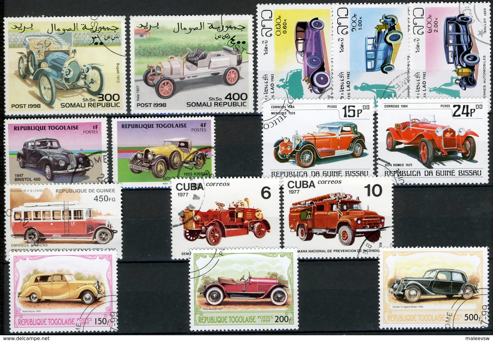 Automobile Has Many Interesting Postage Stamps 3 Photos - Mezclas (max 999 Sellos)