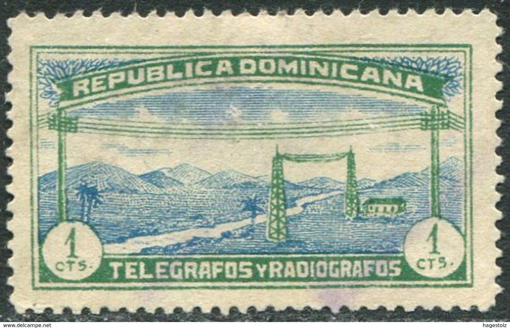 TELEGRAPH Dominicana 1920 Dominican Republic 1 Cts Perf. 11,5 Telegrafos Y Radiografos Télégraphe République Dominicaine - Dominican Republic