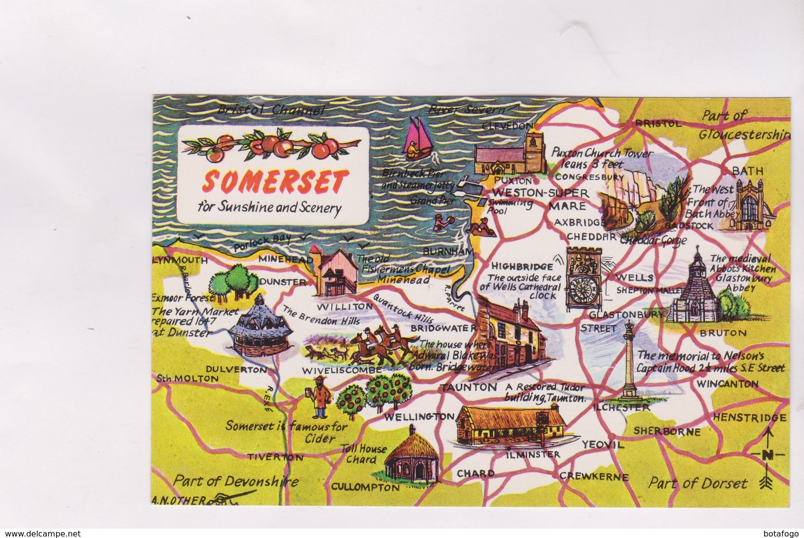 CPA SOMERSET, CARTE GEOGRAPHIQUE - Cheddar