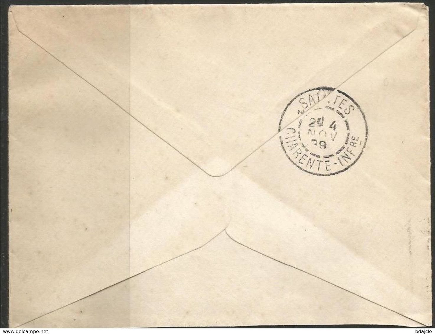 Enveloppe Complète - St? Jean D'Angély Pour Saintes - 3 Novembre 1899 - 1877-1920: Période Semi Moderne