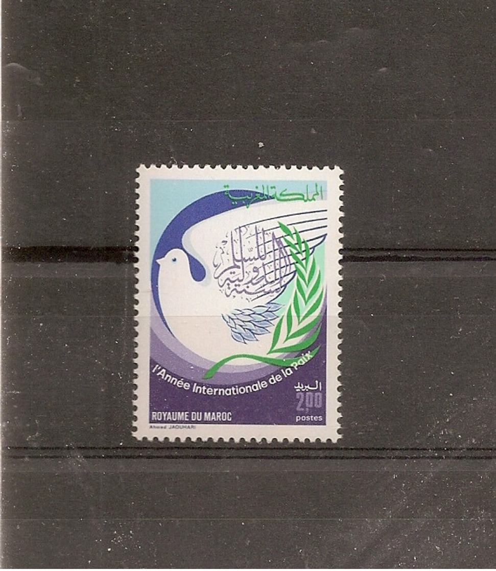 0A 9059 / MAROC 1986 Yvert 1011 / Année Internationale De La Paix - Marokko (1956-...)