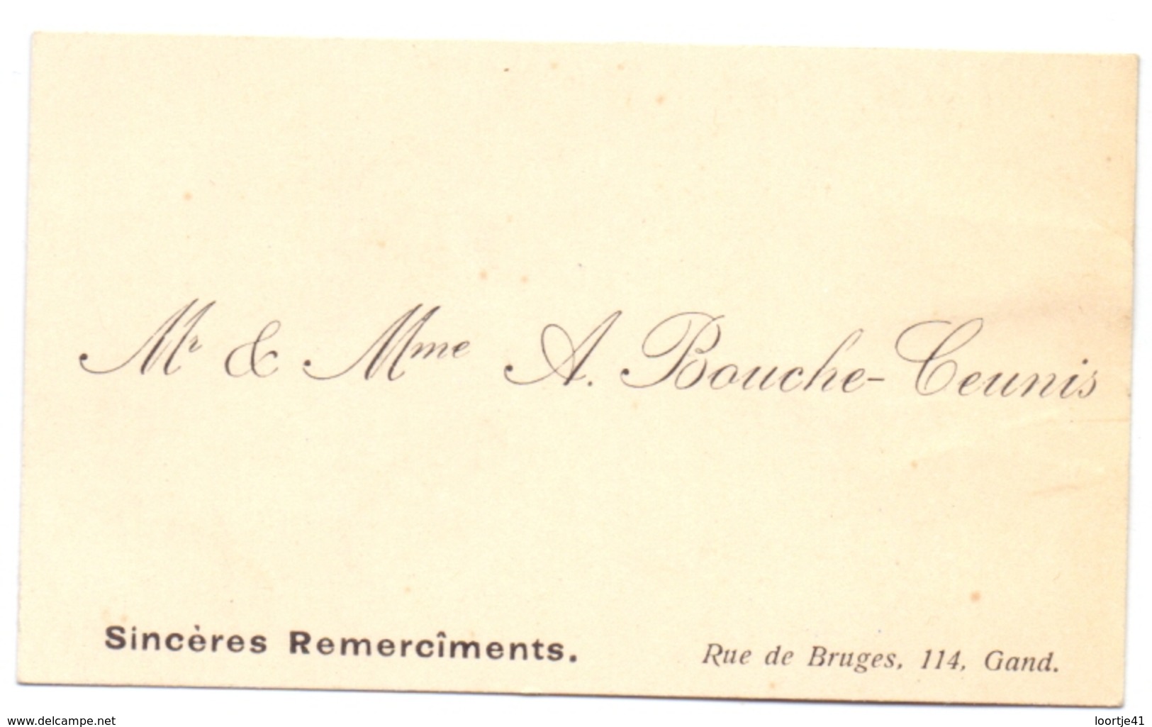 Visitekaartje - Carte Visite - Mr & Mme A. Bouché - Ceunis - Gand - Cartes De Visite