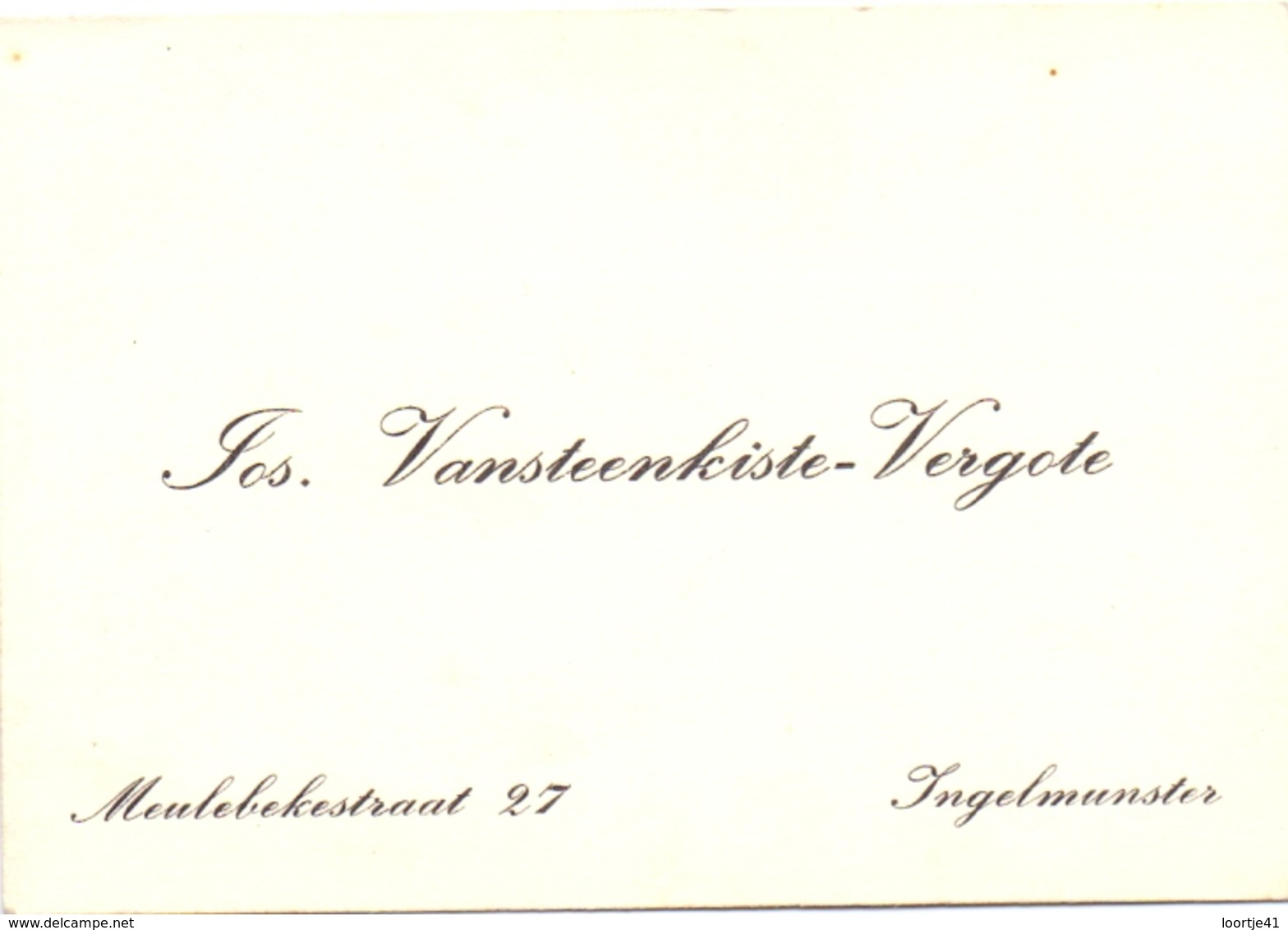 Visitekaartje - Carte Visite - Jos Vansteenkiste - Vergote - Ingelmunster - Cartes De Visite