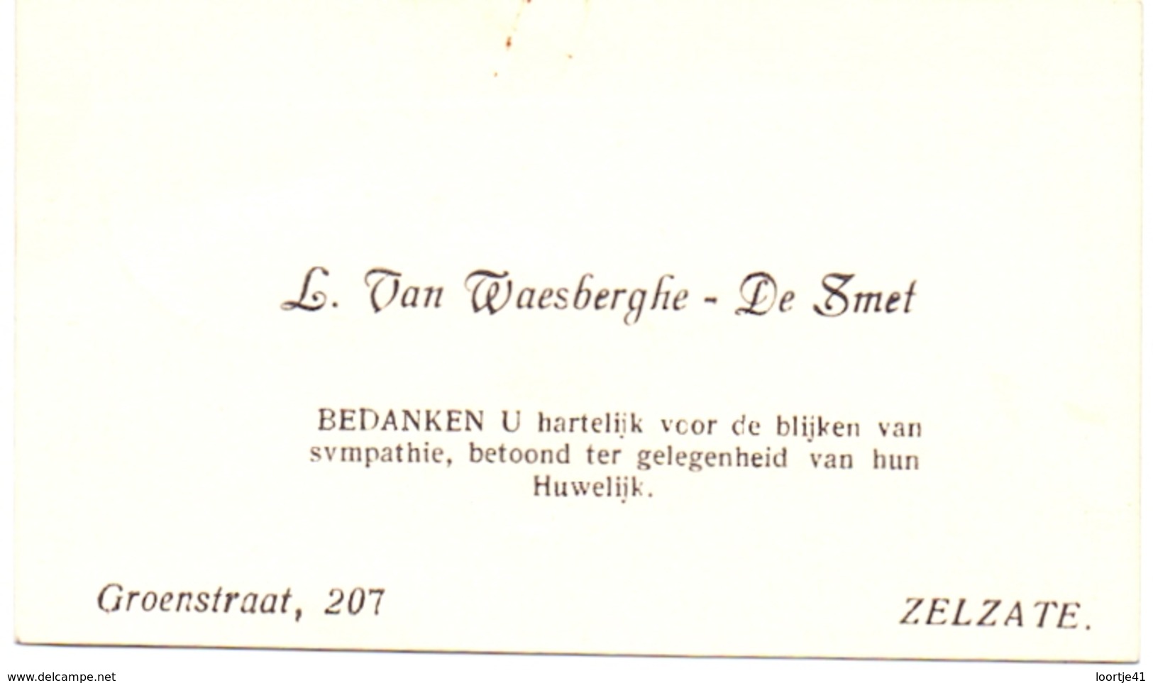 Visitekaartje - Carte Visite - L. Van Waesberghe - De Smet - Zelzate - Cartes De Visite