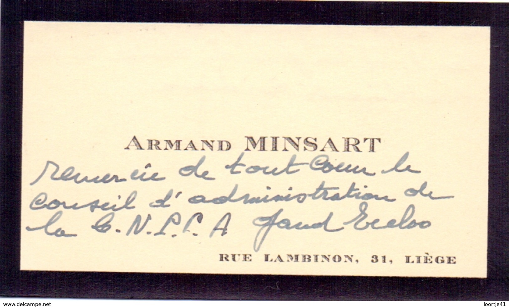 Visitekaartje - Carte Visite - Armand Minsart - Liège - Cartes De Visite