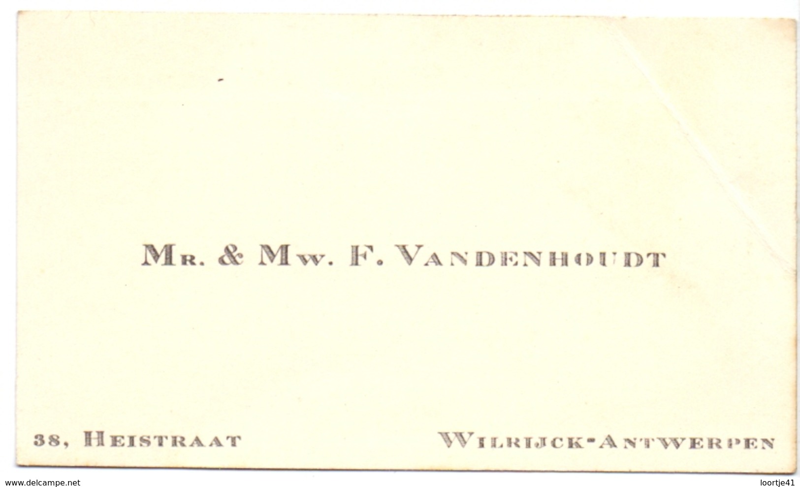 Visitekaartje - Carte Visite - Mr & Mw. F. Vandenhoudt - Wilrijk Antwerpen - Cartes De Visite