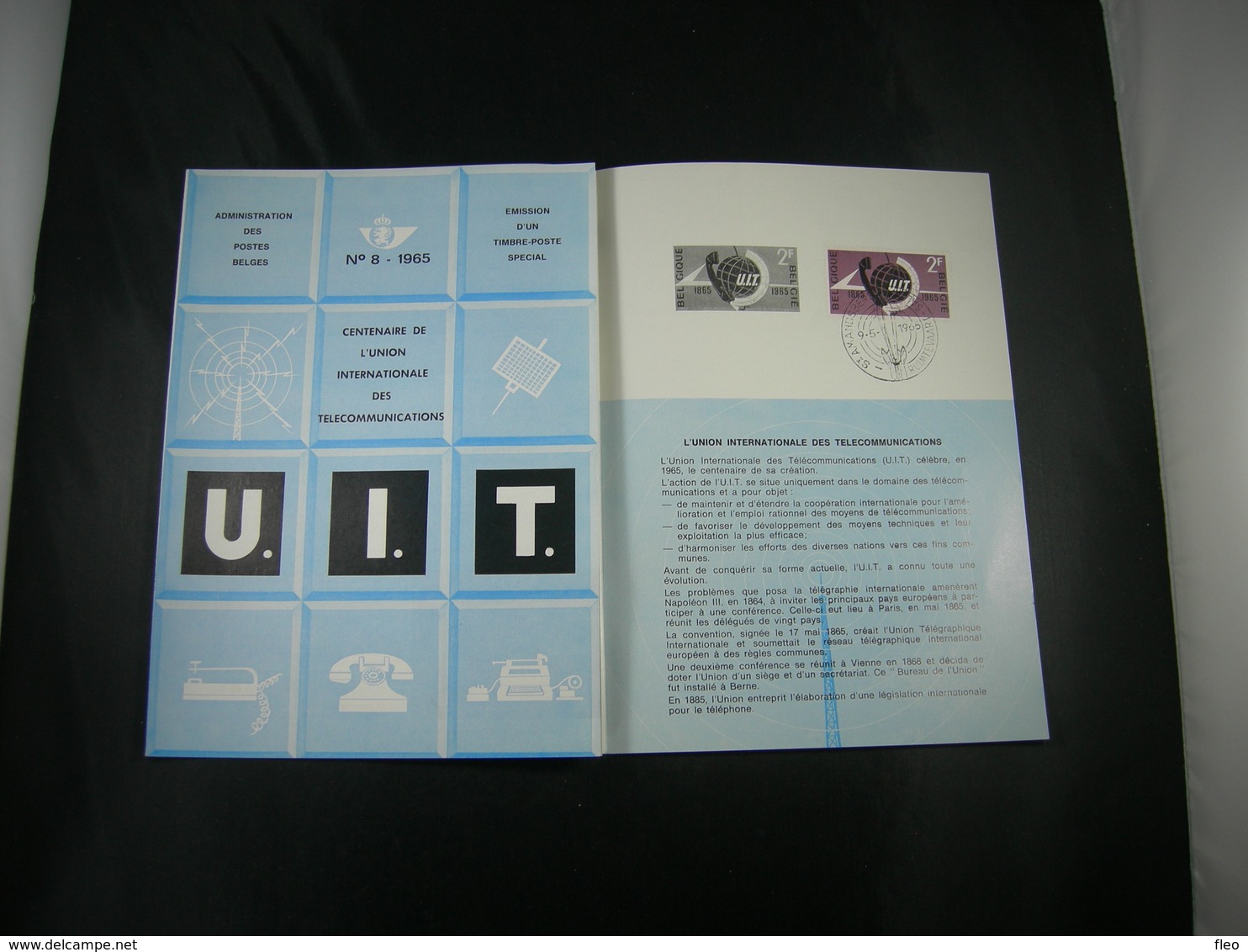 BELG.1965 1333 FDC Folder Fr.  : " U.I.T " - 1961-1970