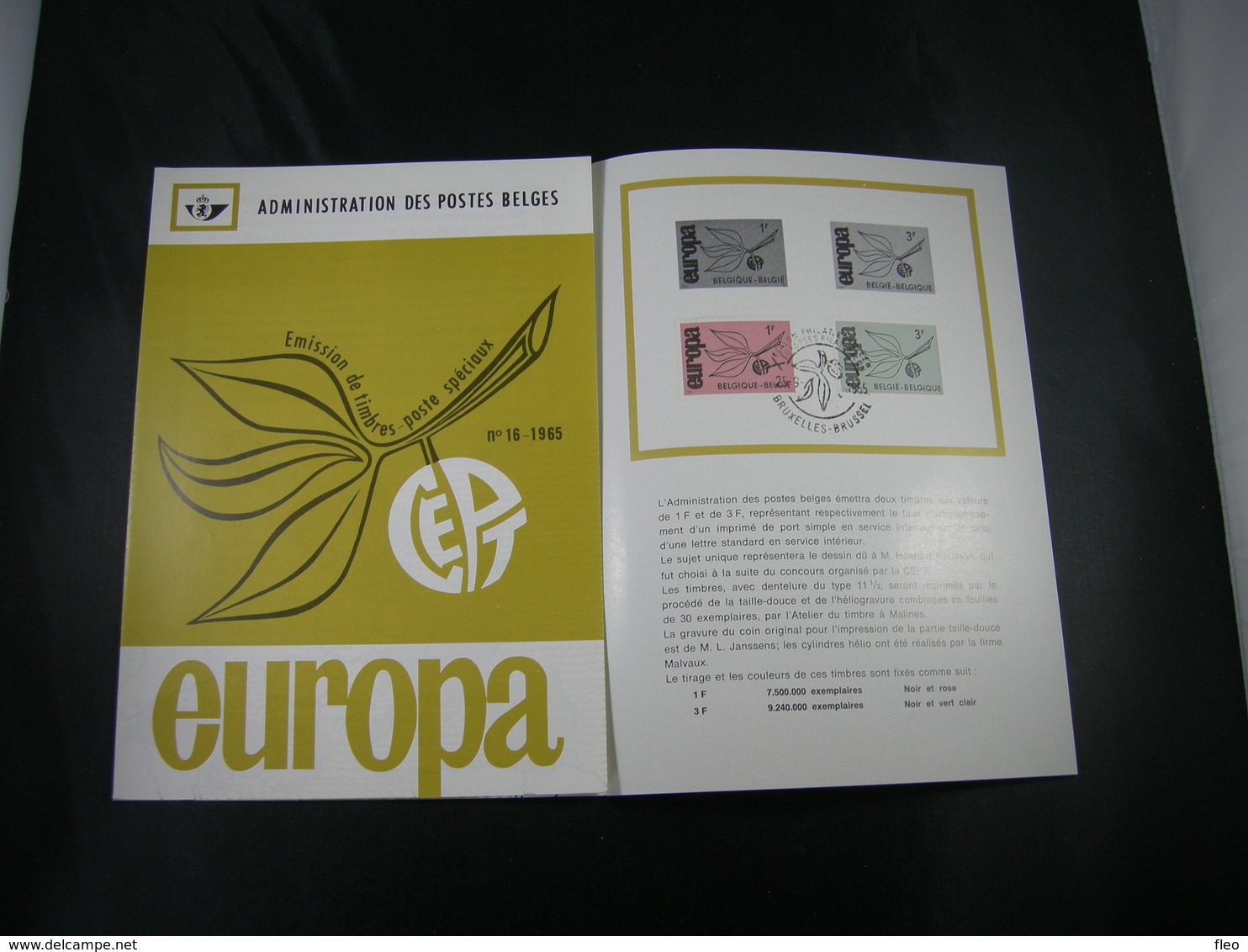 BELG.1965 1342-1343 FDC Folder Fr.  : " Europa " - 1961-1970