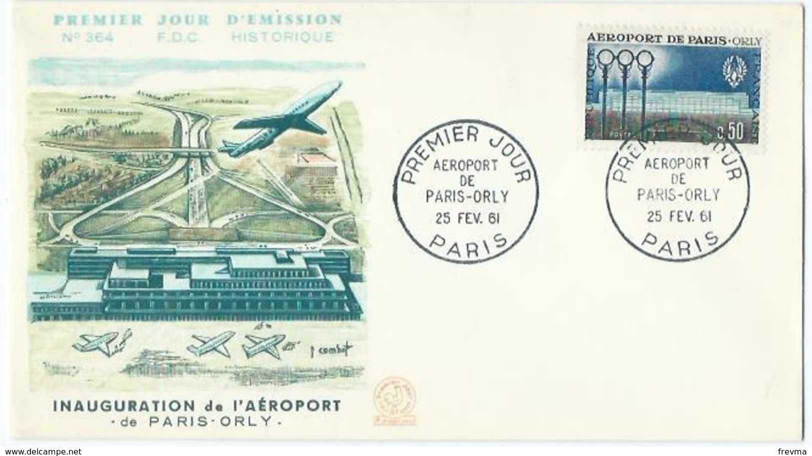 Enveloppe 1er Jour France FDC Orly  1961 - 1960-1969