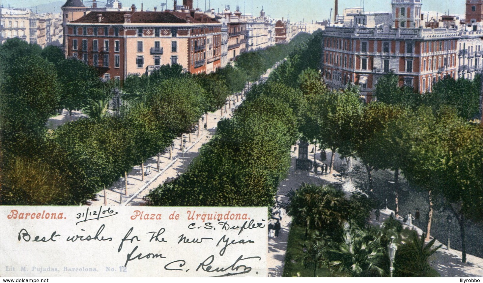 SPAIN - Barcelona Piaza De Urguindona - 1906 Undivided Rear - From Ship Duplex - Barcelona