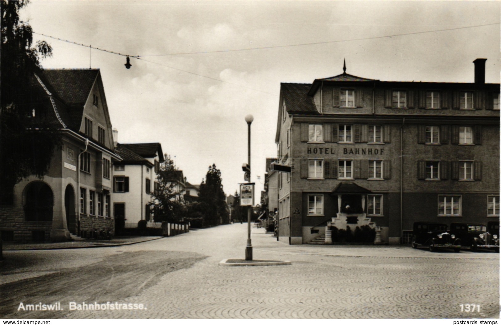 Amriswil, Bahnhofstrasse Mit Hotel "Bahnhof", Ca. 40er Jahre - Amriswil