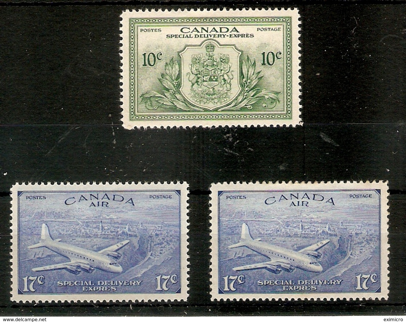 CANADA 1946 SPECIAL DELIVERY SET OF 3 STAMPS SG S15/S17 MOUNTED MINT Cat £29+ - Special Delivery