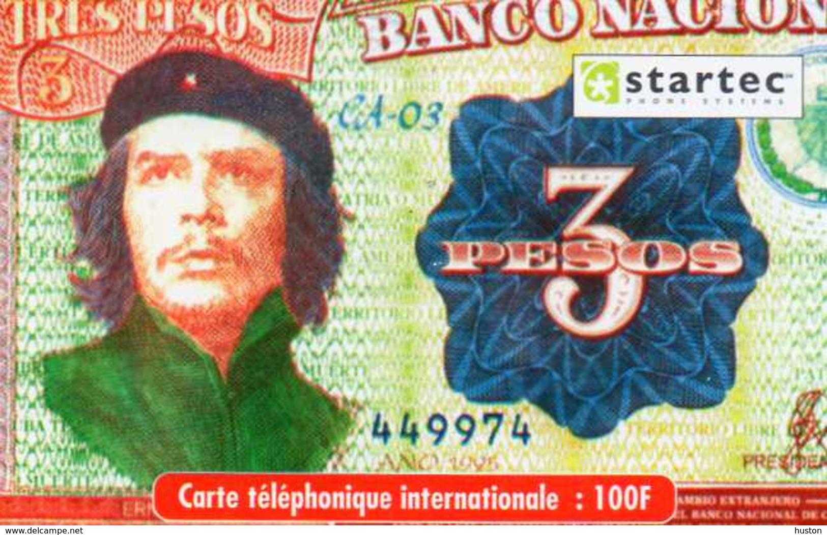 CARTE PREPAYEE CHE GUEVARA - Billet Cubain 3 Pesos - Rare - Luxe - Other & Unclassified