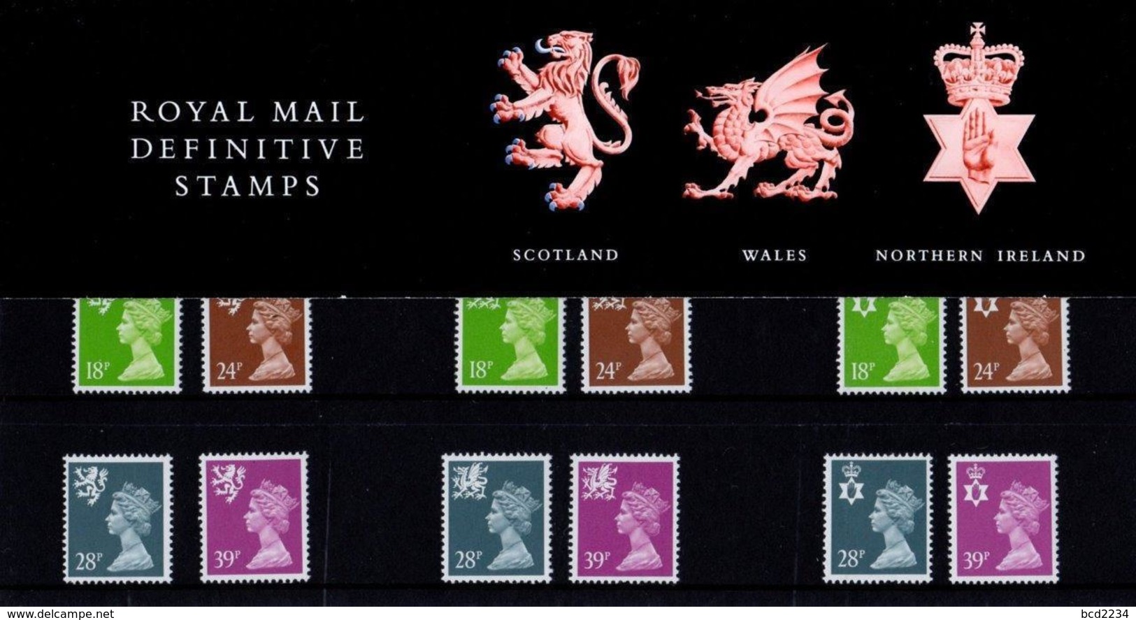 GB GREAT BRITAIN 1991 REGIONAL DEFINITIVES MACHINS PRESENTATION PACK No 26 +ALL INSERTS SCOTLAND WALES NORTHERN IRELAND - Unclassified