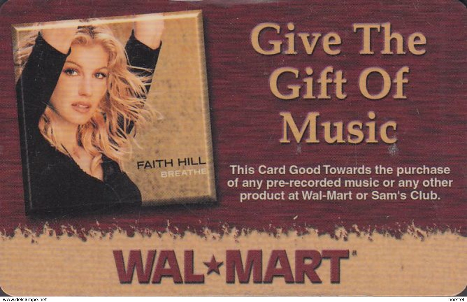 USA - Wal Mart - Give The Gift Of Music - Faith Hill - Gift Cards