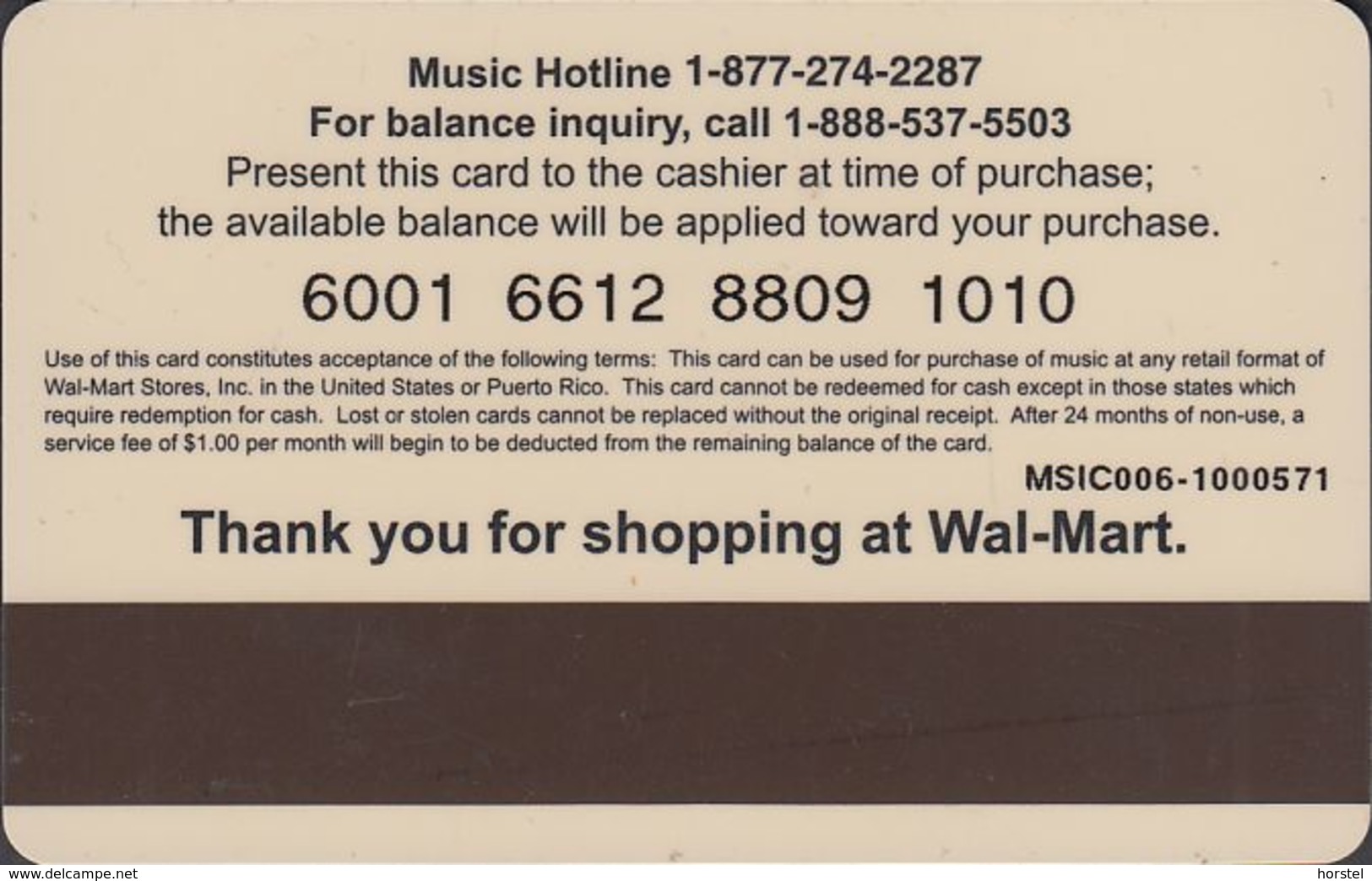 USA - Wal Mart - Give The Gift Of Music - Faith Hill - Gift Cards