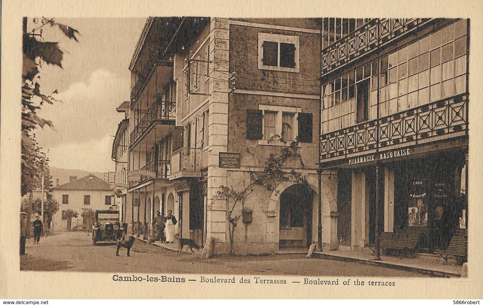 CARTE POSTALE ORIGINALE ANCIENNE : CAMBO LES BAINS LE BOULEVARD DES TERRASSES  ANIMEE PYRENEES ATLANTIQUES (64) - Moulins