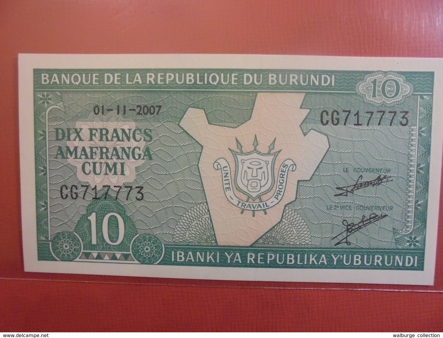 BURUNDI 10 FRANCS 2007 PEU CIRCULER/NEUF - Burundi