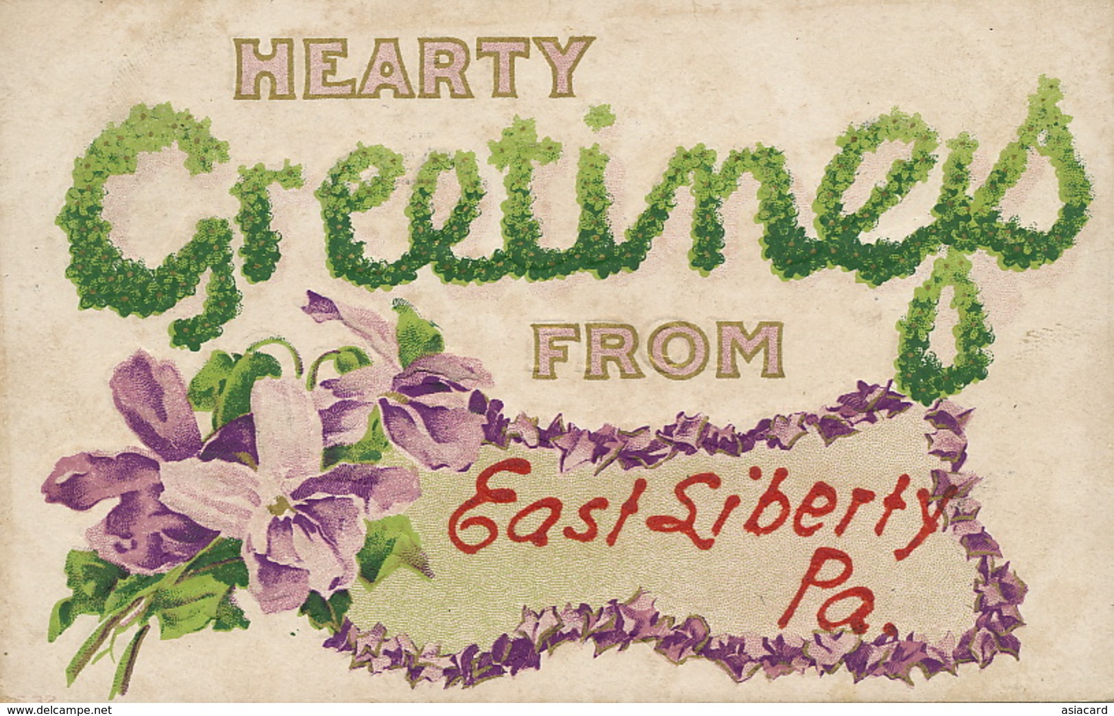 Greetings From East Liberty Pa.  Embossed  Used Pittsburgh 1910 - Autres & Non Classés