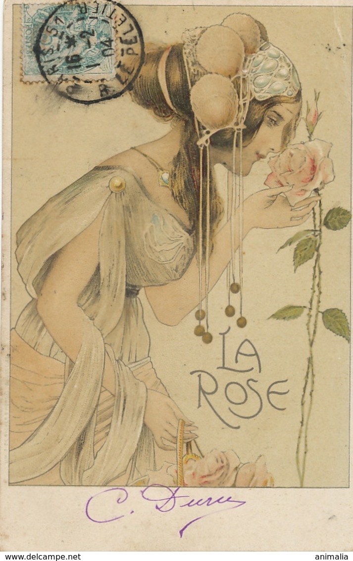 Art  Nouveau La Rose Femme Profil Pub Chocolat Gala Peter  Leger Pli Coin Sup. Droit - Avant 1900