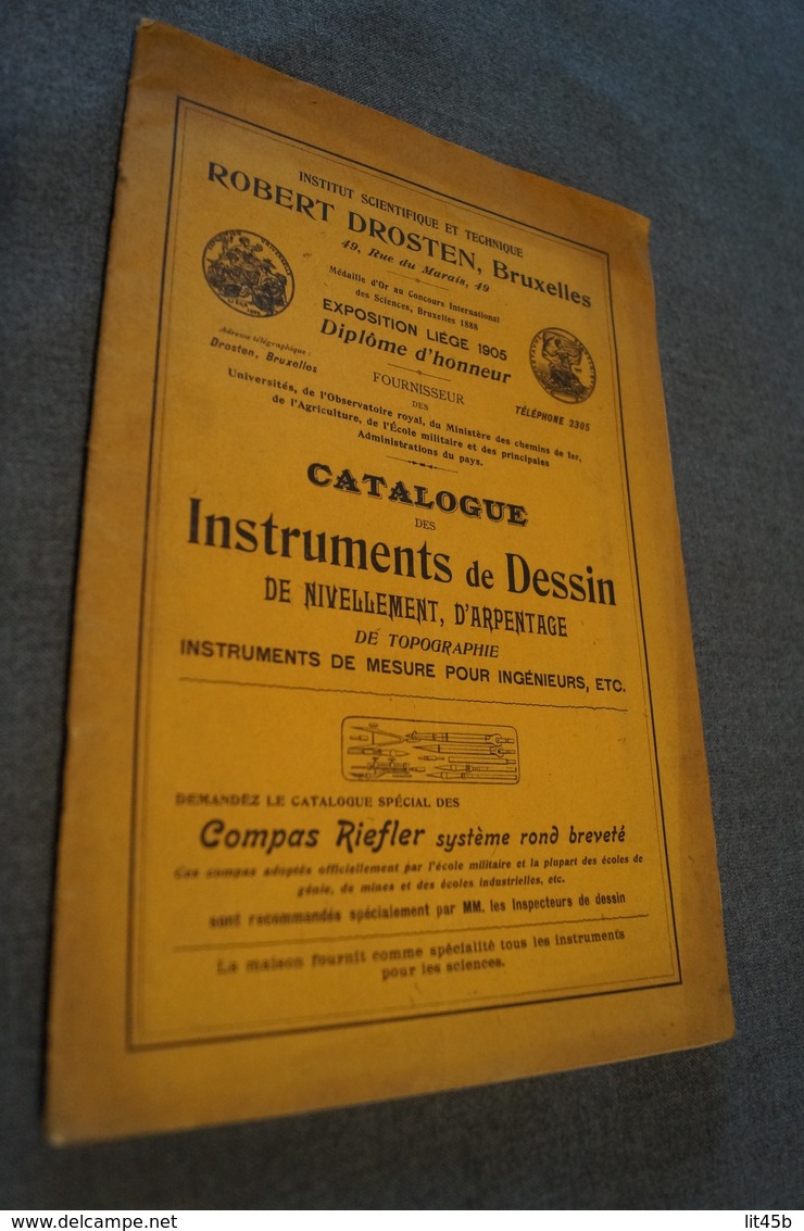 Ancien Catalogue Maison Robert Drosten,Bruxelles 1910,instruments De Dessin,28 P., 26 Cm. Sur 17,5 Cm. - Publicités