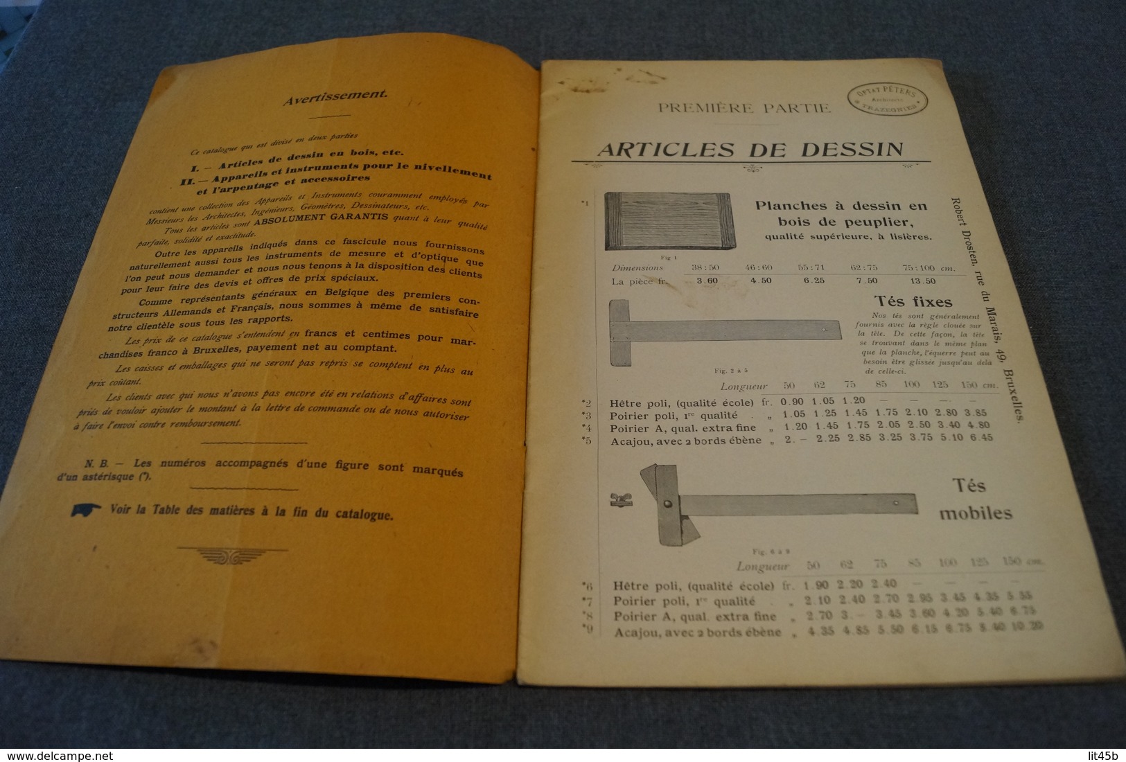 Ancien Catalogue Maison Robert Drosten,Bruxelles 1910,instruments De Dessin,28 P., 26 Cm. Sur 17,5 Cm. - Publicités