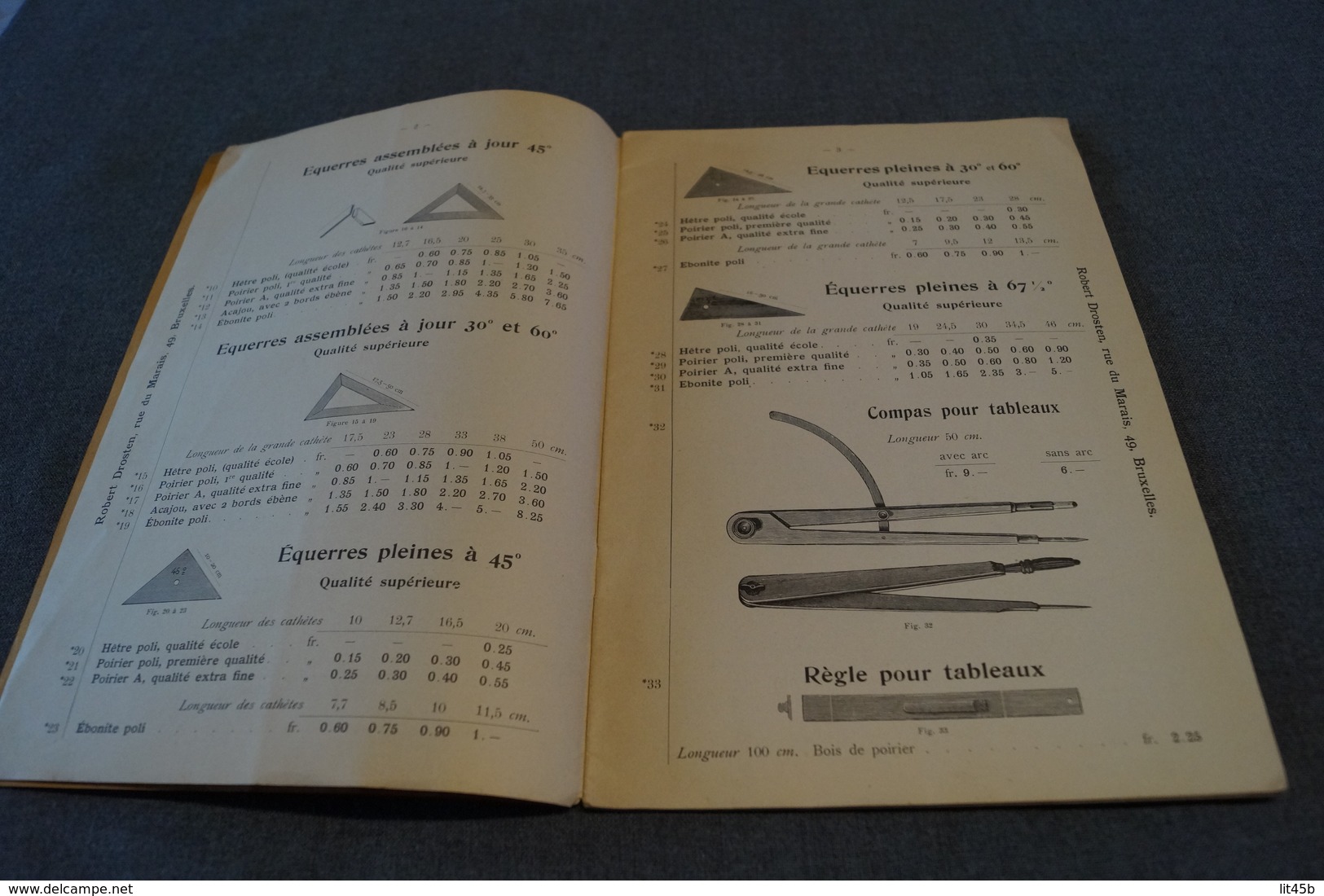 Ancien Catalogue Maison Robert Drosten,Bruxelles 1910,instruments De Dessin,28 P., 26 Cm. Sur 17,5 Cm. - Publicités