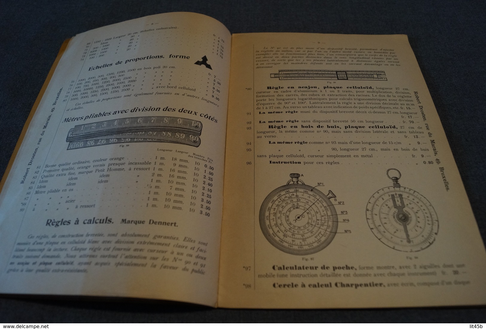 Ancien Catalogue Maison Robert Drosten,Bruxelles 1910,instruments De Dessin,28 P., 26 Cm. Sur 17,5 Cm. - Publicités