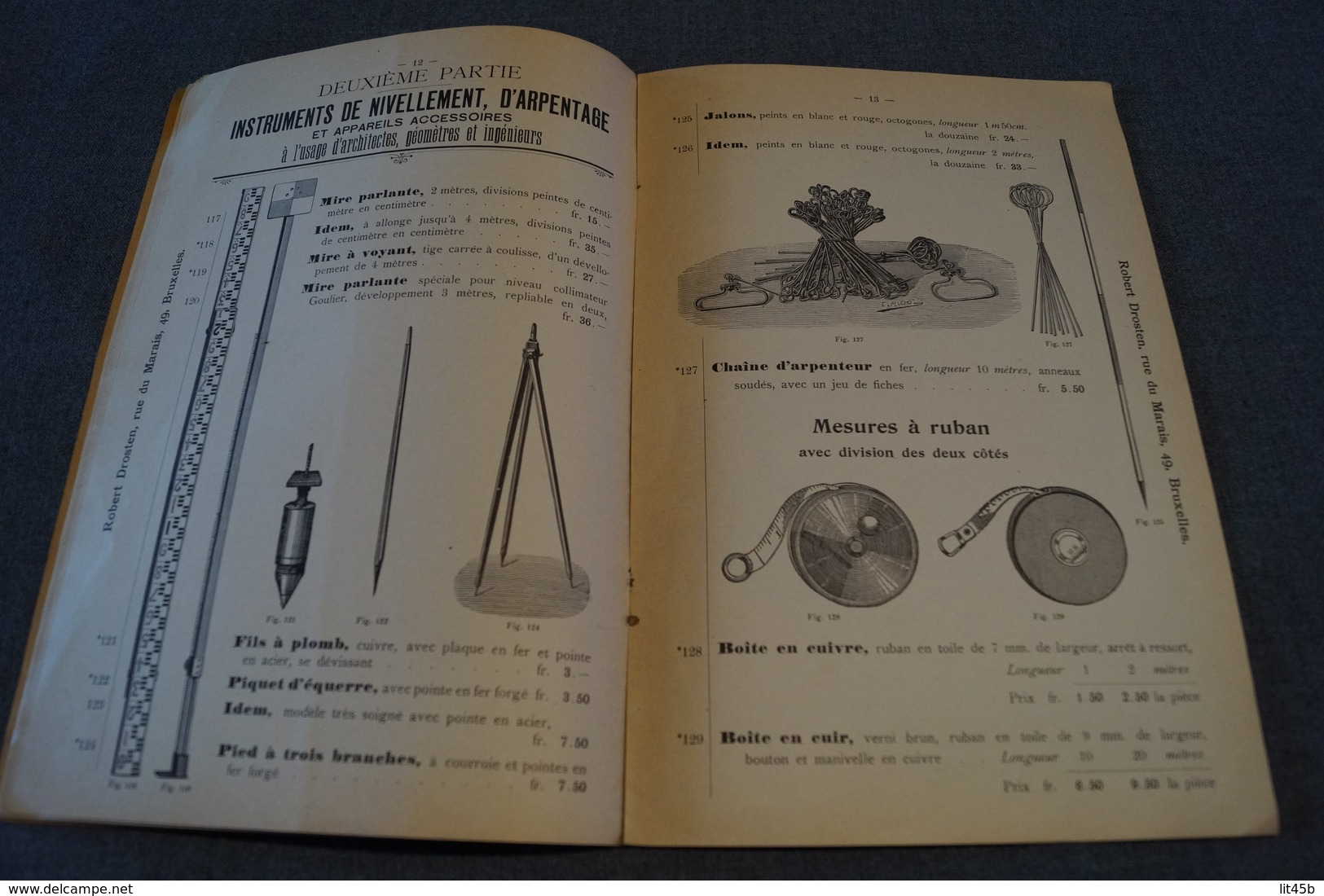 ancien catalogue maison Robert Drosten,Bruxelles 1910,instruments de dessin,28 P., 26 Cm. sur 17,5 Cm.