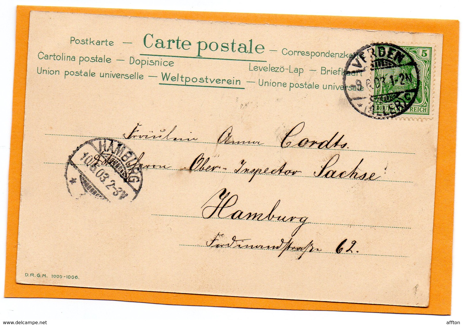 Verden Germany 1903 Postcard Mailed - Verden