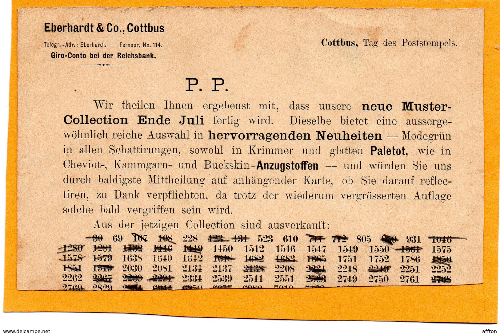 Cottbus Berlin Germany 1898 Advertising Card - Cottbus