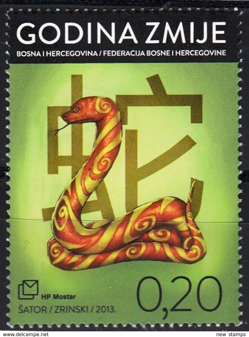 Bosnia 2013 Year Of Snake 1v MNH - Chinese New Year