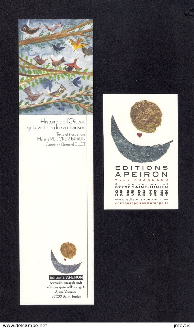 Duo Marque Page + Carte De Visite APEIRON éditions.    Bookmark - Marque-Pages