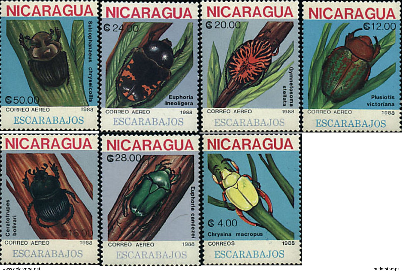 Ref. 68844 * NEW *  - NICARAGUA . 1988. INSECTS. INSECTOS - Nicaragua