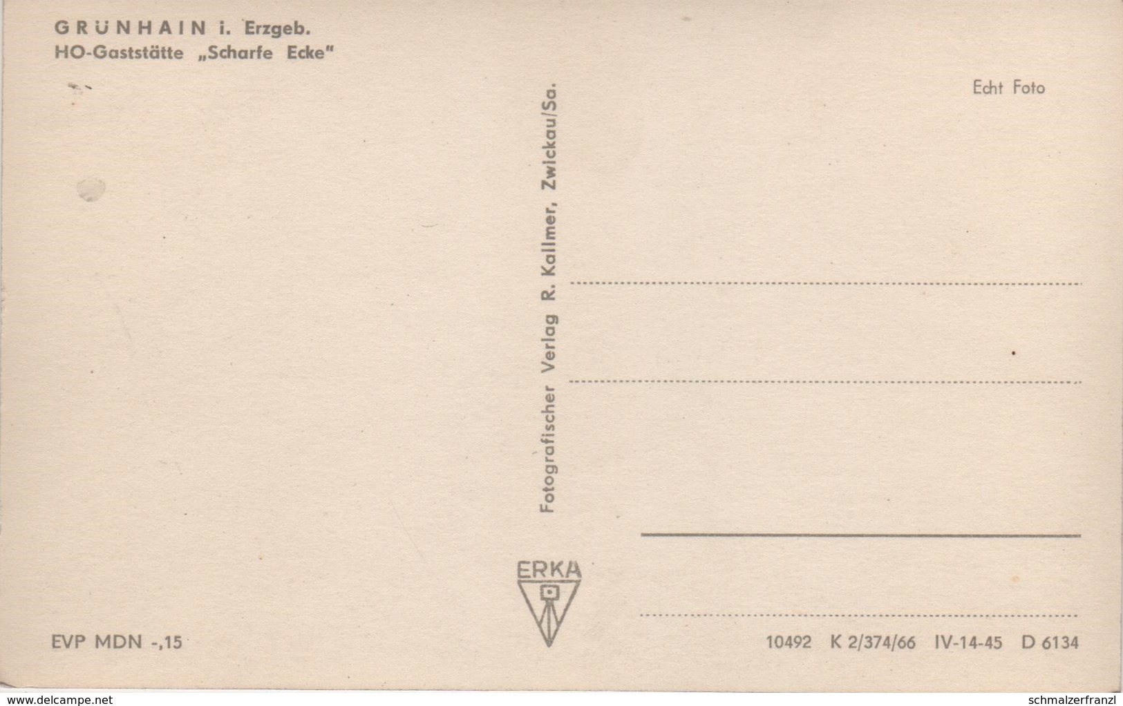 AK Grünhain HO Gaststätte Scharfe Ecke Beierfeld Aue Schwarzenberg Lauter Bernsbach Elterlein Schwarzbach Erzgebirge DDR - Gruenhain