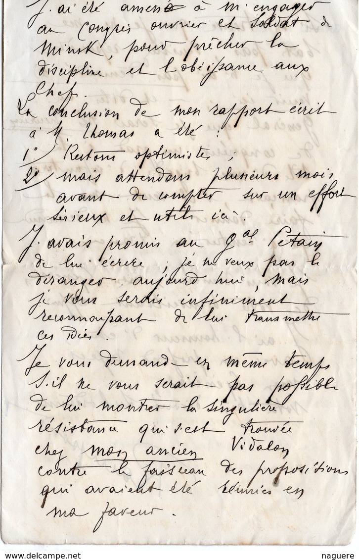 PETROGRAD RUSSIE  GRAND HOTEL D EUROPE LETTRE 1er MAI 1917  POUR UN GENERAL DONT PETAIN  COMPTE RENDU - 1914-18