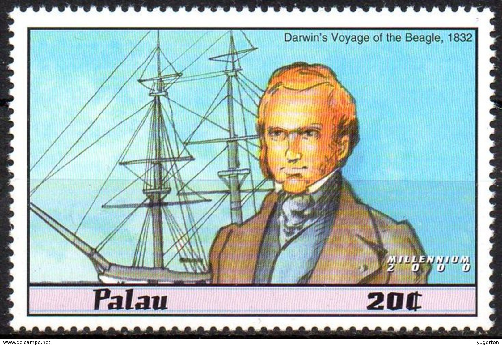 PALAU - 1v - MNH** Charles Darwin - Naturalist - HMS Beagle Ships - Evolution Theory - Schiffe Bateaux Navigation - Exploradores